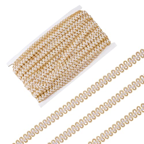 DICOSMETIC 22,7 m x 1,27 cm (1/2 Zoll) Polyester-Metallic-Zopfband für Bastelarbeiten, goldfarbene Schnürsenkel für Hochzeit, Braut, Kostüm, Handwerk und Nähen von DICOSMETIC