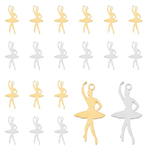 DICOSMETIC 24 Stück 2 Farben Balletttänzerin Charms Edelstahl Ballerina Anhänger Ionenplattierter Ballettschmuck Für DIY Halsketten Schmuckherstellung Bohrung: 1.5mm DICOSMETIC 24 Stück 2 Farben Balletttänzerin Charms Edelstahl Ballerina Anhänger Ionenplattierter Ballettschmuck Für DIY Halsketten Schmuckherstellung Bohrung: 1.5mm von DICOSMETIC