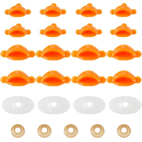 DICOSMETIC 30 Set 2 Größen Plastikentenschnäbel 0.9"/0.98" Entenmund Handwerks Puppe Schnäbel Zubehör Orange Puppenmund Mini Entenmünder Ersatzteile von DICOSMETIC