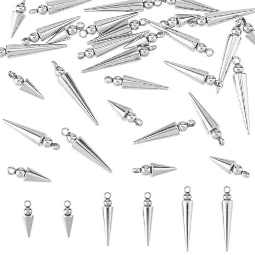 DICOSMETIC 30 Stück 3 Stile Kegelanhänger Edelstahl Spike Charms Hiphop Punk Kegelanhänger Kegelperlenanhänger Lange Kugelanhänger Für Die Schmuckherstellung DIY Bohrung: 1.4mm DICOSMETIC 30 Stück 3 Stile Kegelanhänger Edelstahl Spike Charms Hiphop Punk Kegelanhänger Kegelperlenanhänger Lange Kugelanhänger Für Die Schmuckherstellung DIY Bohrung: 1.4mm von DICOSMETIC