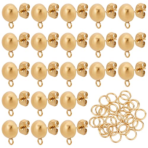 DICOSMETIC 30 Stück Edelstahl Ohrstecker Goldfarben Halbrunde Kugelpfosten Ohrstecker Mit 30 offenen Biegeringen Für Die Herstellung Ohrringschmuck, Bohrung: 1.8mm von DICOSMETIC