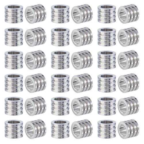 DICOSMETIC 30 Stücke Edelstahl Europäische Perlen 10mm Großlochperlen Metall Säulenperlen Gerillte Lose Abstandhalterperlen Für DIY Halskette Armband Ohrring Schmuckherstellung Bohrung: 6.5mm von DICOSMETIC