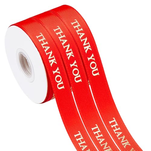 DICOSMETIC 30 Yards Dankeschön Bänder 5/8" Satin Druckbänder DIY Geschenkverpackungsbänder Rotes Dekorationsband Mit Goldprägung Für Schleifen Geburtstagsfeierbedarf DICOSMETIC 30 Yards Dankeschön Bänder 5/8" Satin Druckbänder DIY Geschenkverpackungsbänder Rotes Dekorationsband Mit Goldprägung Für Schleifen Geburtstagsfeierbedarf von DICOSMETIC