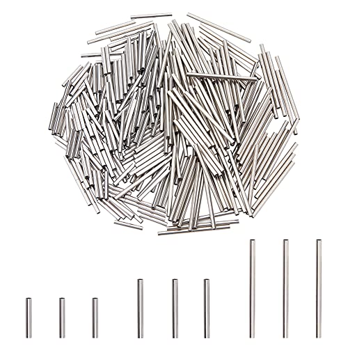 DICOSMETIC 300 Stück Rohrperlen 3 Größen Edelstahl Perlen Lange Metall Lose Perlen Wenige Loch Perlen 1mm Zwischenperlen für Armbänder Halskette Schmuckherstellung, Bohrung: 1mm von DICOSMETIC