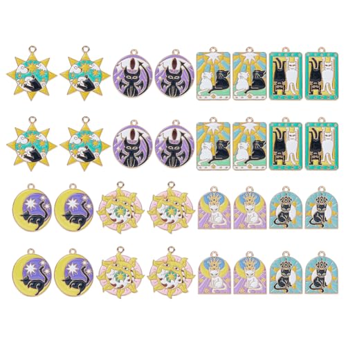 DICOSMETIC 32 Stück 8 Stile Katzenmuster Anhänger Legierung Tarotkarten Anhänger Emaillierte Tarot Anhänger Goldene Ovale Sonnenbogen Rechteck Anhänger Mit Katzenmuster Für Die Schmuckherstellung DICOSMETIC 32 Stück 8 Stile Katzenmuster Anhänger Legierung Tarotkarten Anhänger Emaillierte Tarot Anhänger Goldene Ovale Sonnenbogen Rechteck Anhänger Mit Katzenmuster Für Die Schmuckherstellung von DICOSMETIC