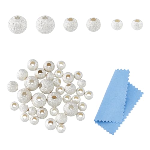 DICOSMETIC 36 Stück runde Abstandsperlen 925 Sterlingsilber 3/4/5 mm Kugelperlen Lose Perlen Nahtlose Silberperlen Mit Poliertuch Für Die Herstellung DIY Schmuck Bohrung: 1-1.5mm von DICOSMETIC
