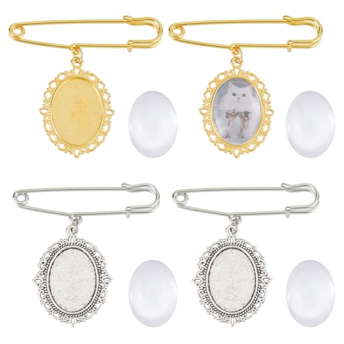 DICOSMETIC 4 Stück 2 Farben Hochzeitsstrauß Fotoanhänger Pin 55mm Foto Gedenkanhänger Für Die Braut Spitze Ovale Bouquet Bildanhänger Pin Mit 4 Stück Glas Cabochons Für Den Junggesellinnenabschied DICOSMETIC 4 Stück 2 Farben Hochzeitsstrauß Fotoanhänger Pin 55mm Foto Gedenkanhänger Für Die Braut Spitze Ovale Bouquet Bildanhänger Pin Mit 4 Stück Glas Cabochons Für Den Junggesellinnenabschied von DICOSMETIC