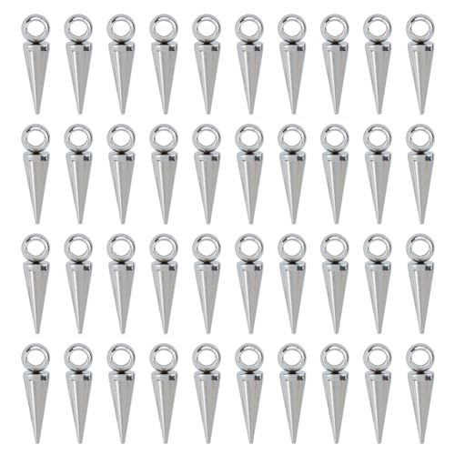 DICOSMETIC 40 Stück Kegelanhänger Aus Edelstahl Spike Anhänger Im Punk Stil Charme Hiphop Charme Kegel Perlencharme Metalllange Spike Charme Für Ohrringe Halsketten Armbänder Schmuckherstellung DICOSMETIC 40 Stück Kegelanhänger Aus Edelstahl Spike Anhänger Im Punk Stil Charme Hiphop Charme Kegel Perlencharme Metalllange Spike Charme Für Ohrringe Halsketten Armbänder Schmuckherstellung von DICOSMETIC