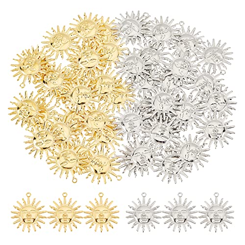 DICOSMETIC 48 Stück 2 Farben Sonnengesicht Charme Vintage Sonne Lächeln Charme Tibetischen Stil Astronomie Himmlische Anhänger Messing Sonnen Charme Für Die Herstellung von Halsketten Und Armbändern DICOSMETIC 48 Stück 2 Farben Sonnengesicht Charme Vintage Sonne Lächeln Charme Tibetischen Stil Astronomie Himmlische Anhänger Messing Sonnen Charme Für Die Herstellung von Halsketten Und Armbändern von DICOSMETIC