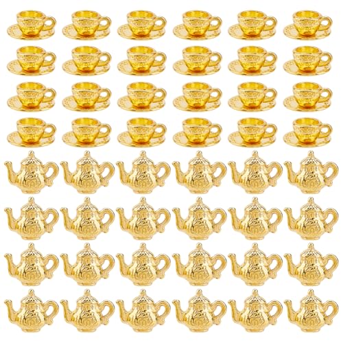 DICOSMETIC 48 Stück 2 Stile Teekanne Teebecher Anhänger Legierung Kaffeetasse Anhänger Goldenes Nachmittagstee Thema Anhänger Vintage Teekessel Anhänger Für DIY Schmuckherstellung Armband von DICOSMETIC