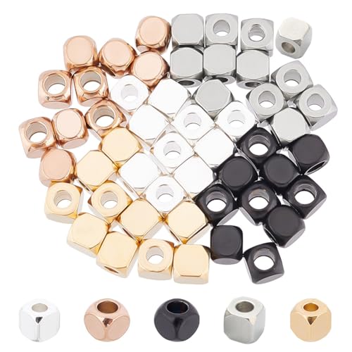 DICOSMETIC 50 Stück 5 Farben 4mm Würfel Abstandsperlen Edelstahl Quadratische Perlen Metall Abstandsperlen Kleine Glatte Perlen Für Armband Halskette Schmuck Handwerk Herstellung, 2-2.5mm Loch DICOSMETIC 50 Stück 5 Farben 4mm Würfel Abstandsperlen Edelstahl Quadratische Perlen Metall Abstandsperlen Kleine Glatte Perlen Für Armband Halskette Schmuck Handwerk Herstellung, 2-2.5mm Loch von DICOSMETIC