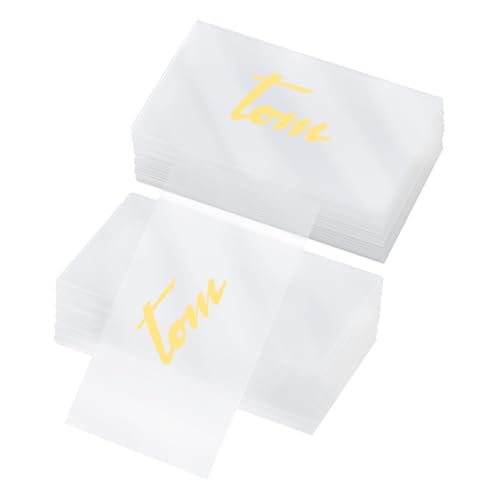 DICOSMETIC 50 Stück Acryl Tischkarten Transparente Namenskarten Kleine Rechteckige Transparente Karten Leer Hochzeit Tischplatzkarten Für Empfangsfeier Bankett Abendessen Tisch 3.5" x 2" von DICOSMETIC