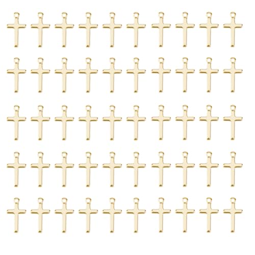 DICOSMETIC 50 Stück Echte 24K Vergoldete Kreuzanhänger Aus Messing Religiöse Kreuze Anhänger Leer Kreuz Anhänger Mini Zylinderanhänger Für Schmuckherstellung DICOSMETIC 50 Stück Echte 24K Vergoldete Kreuzanhänger Aus Messing Religiöse Kreuze Anhänger Leer Kreuz Anhänger Mini Zylinderanhänger Für Schmuckherstellung von DICOSMETIC