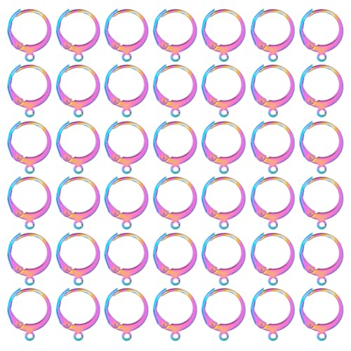 DICOSMETIC 50 Stück Edelstahl Runde Ohrringhaken Leverback Haken Ohrring Regenbogenfarben Ohrringhaken Ohrhaken Mit Schlaufe Für Schmuckohrringe Loch: 1.4mm Stift: 0.8mm von DICOSMETIC