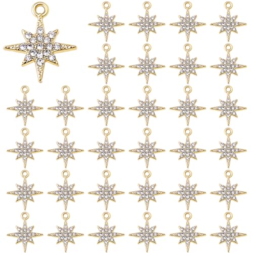 DICOSMETIC 50 Stück Strassstern Anhänger Aus Legierung Himmelskörper Anhänger Großhandel Zirkonia Nordstern Anhänger Goldener 8 Spitzenstern Anhänger Für Die Schmuckherstellung DICOSMETIC 50 Stück Strassstern Anhänger Aus Legierung Himmelskörper Anhänger Großhandel Zirkonia Nordstern Anhänger Goldener 8 Spitzenstern Anhänger Für Die Schmuckherstellung von DICOSMETIC