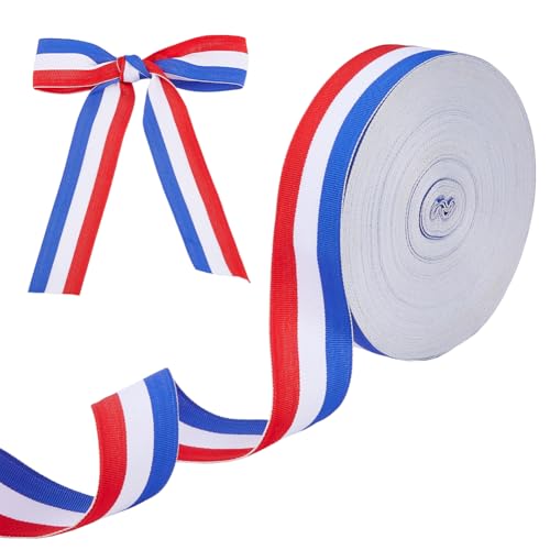 DICOSMETIC 54.68 Yards Rot Weiß Und Blau Band 1-5/8 Zoll Breit Gestreiftes Grosgrain Stoffband Medaillenbänder Geschenkverpackungsband Für Partydekorationen Basteln Und Nähen DICOSMETIC 54.68 Yards Rot Weiß Und Blau Band 1-5/8 Zoll Breit Gestreiftes Grosgrain Stoffband Medaillenbänder Geschenkverpackungsband Für Partydekorationen Basteln Und Nähen von DICOSMETIC