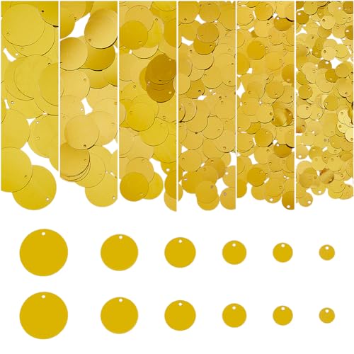 DICOSMETIC 6 Größen 880 Stück Flache Runde Pailletten Aus Kunststoff-Pailletten Für Bastelarbeiten 8/10/12/16/19/25 mm Goldene Metallic-Große Lose Pailletten Für Dekoration Kleidung Und Stickerei DICOSMETIC 6 Größen 880 Stück Flache Runde Pailletten Aus Kunststoff-Pailletten Für Bastelarbeiten 8/10/12/16/19/25 mm Goldene Metallic-Große Lose Pailletten Für Dekoration Kleidung Und Stickerei von DICOSMETIC