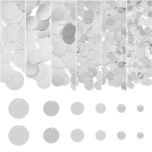 DICOSMETIC 6 Größen 880 Stück Flache Runde Pailletten Aus Kunststoff-Pailletten Für Basteln 8/10/12/16/19/25 mm Silber Metallisch Große Lose Pailletten Für Dekoration Kleidung Stickerei DICOSMETIC 6 Größen 880 Stück Flache Runde Pailletten Aus Kunststoff-Pailletten Für Basteln 8/10/12/16/19/25 mm Silber Metallisch Große Lose Pailletten Für Dekoration Kleidung Stickerei von DICOSMETIC