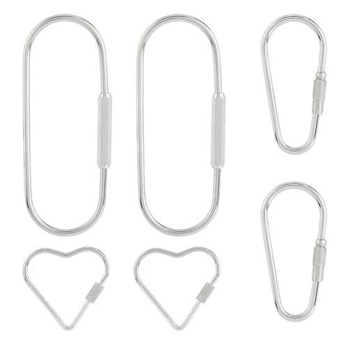 DICOSMETIC 6 Stück 3 Stile Karabiner Clips Aus Edelstahl Schraubverschluss Anhänger Karabiner Verschluss Herz Oval Schraubbare Schlüsselringe Für Camping Wandern Angeln Reisen Hundeleine DICOSMETIC 6 Stück 3 Stile Karabiner Clips Aus Edelstahl Schraubverschluss Anhänger Karabiner Verschluss Herz Oval Schraubbare Schlüsselringe Für Camping Wandern Angeln Reisen Hundeleine von DICOSMETIC
