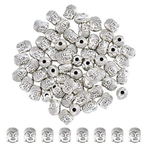 DICOSMETIC 60 Stück Buddha Perlen Tibetische Legierungsperlen Antikes Silber Buddha Kopf Abstandshalter Spirituelle Lose Perlen Dekorative Für DIY Schmuckherstellung, Bohrung: 2mm DICOSMETIC 60 Stück Buddha Perlen Tibetische Legierungsperlen Antikes Silber Buddha Kopf Abstandshalter Spirituelle Lose Perlen Dekorative Für DIY Schmuckherstellung, Bohrung: 2mm von DICOSMETIC