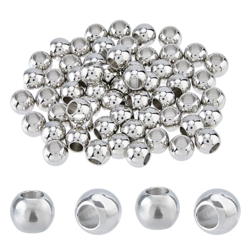 DICOSMETIC 60 Stück Edelstahl Runde Perlen Großes Loch Perlen 10x8mm Runde Metallperlen Metall Glatte Perlen Fass Abstandshalter Perlen Europäische Perlen Zur Die Schmuckherstellung Bohrung: 5 mm DICOSMETIC 60 Stück Edelstahl Runde Perlen Großes Loch Perlen 10x8mm Runde Metallperlen Metall Glatte Perlen Fass Abstandshalter Perlen Europäische Perlen Zur Die Schmuckherstellung Bohrung: 5 mm von DICOSMETIC