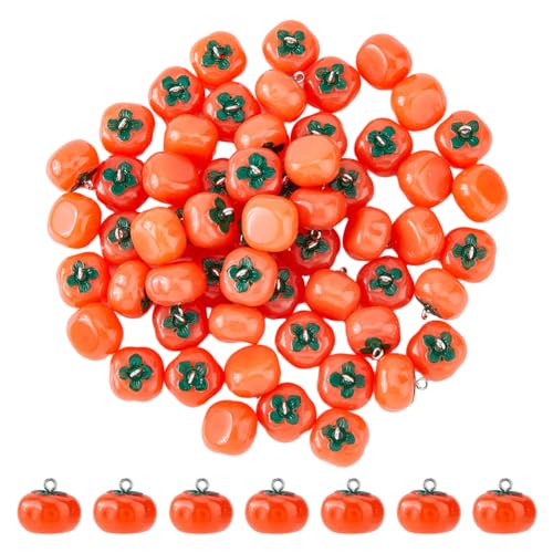 DICOSMETIC 60 Stück Harz Frucht Anhänger 3D Kaki Charms Herbst Frucht Anhänger Imitierte Rote Kaki Anhänger Für DIY Schmuckherstellung Bohrung: 1.8 mm von DICOSMETIC