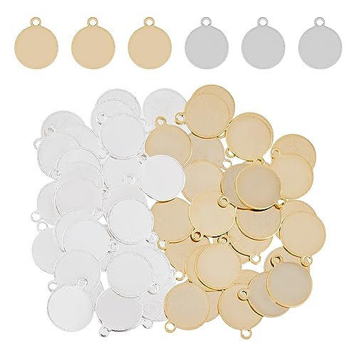DICOSMETIC 60Stück Metall Rohlinge 2 Farben 10 mm Flache Runde Charms Stempelanhänger Goldene Und Edelstahl Rohlinge Anhänger Für Die Schmuckherstellung Bohrung: 1.2mm DICOSMETIC 60Stück Metall Rohlinge 2 Farben 10 mm Flache Runde Charms Stempelanhänger Goldene Und Edelstahl Rohlinge Anhänger Für Die Schmuckherstellung Bohrung: 1.2mm von DICOSMETIC