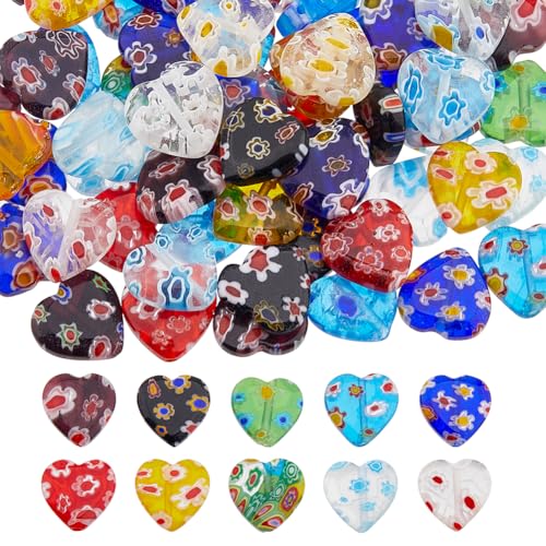 DICOSMETIC 66 Stück Millefiori Glasperlen 12mm Herz Glasperlen Mosaik Glasperlen Handgefertigte Blumenmuster Perlen Valentinstag Herz Perlen Zum Schmuckherstellung DICOSMETIC 66 Stück Millefiori Glasperlen 12mm Herz Glasperlen Mosaik Glasperlen Handgefertigte Blumenmuster Perlen Valentinstag Herz Perlen Zum Schmuckherstellung von DICOSMETIC
