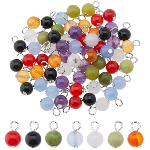 DICOSMETIC 70 Stück 7 Stile Natürlicher Edelstein Anhänger 16x11x5mm Runde Steinanhänger Chakra Jade Amethyst Anhänger Steinschmuck Mit Schlaufen Für Die Schmuckherstellung Bohrung: 2mm DICOSMETIC 70 Stück 7 Stile Natürlicher Edelstein Anhänger 16x11x5mm Runde Steinanhänger Chakra Jade Amethyst Anhänger Steinschmuck Mit Schlaufen Für Die Schmuckherstellung Bohrung: 2mm von DICOSMETIC