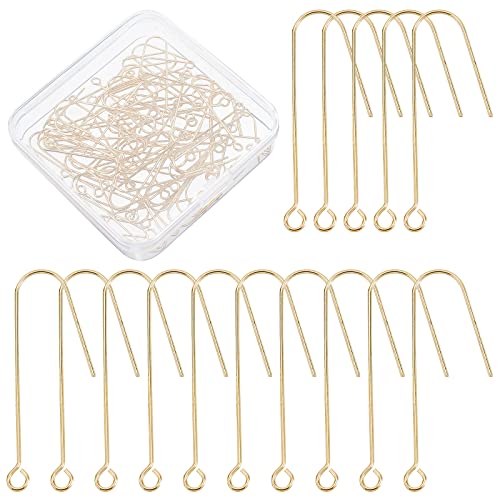DICOSMETIC 70 Stück Messing Ohrhaken 18k Vergoldet Ohrring Haken Angelhaken Ohrring Ohrhaken Mit 2.5mm Loch Edelstahl Französisch Ohrring Haken Für Die DIY Schmuck Ohrring, Stift: 0.5mm von DICOSMETIC