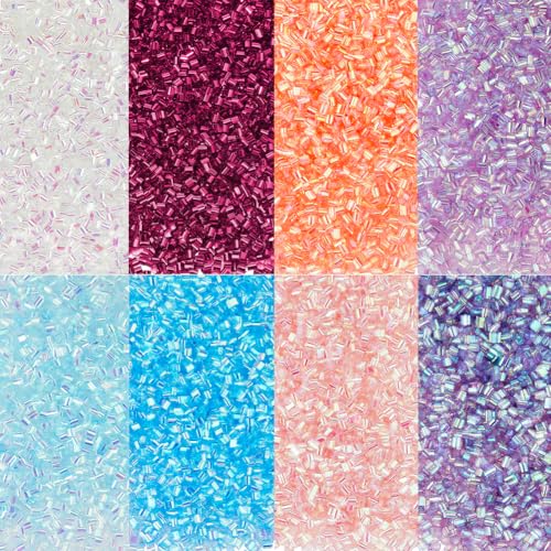 DICOSMETIC 8 Farben 120G Knusprige Bingsu Perlen Für Schleim Irisierende Weiche Strohröhrchenperlen 3D Glitzerplastikperlen Sortiment Knusprige Schleimmikroperlen Zubehör von DICOSMETIC