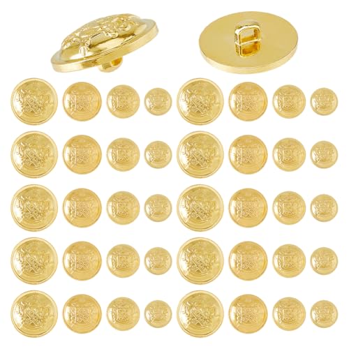 DICOSMETIC 80 Stück 4 Größen Gold Blazer Knöpfe 1-Loch Kunststoff Schank Knöpfe Tibetische Runde Knöpfe 15/18/21/25mm Krone Metall Anzug Knöpfe Uniform Knopf Für Mantel, Bohrung: 2-4 mm DICOSMETIC 80 Stück 4 Größen Gold Blazer Knöpfe 1-Loch Kunststoff Schank Knöpfe Tibetische Runde Knöpfe 15/18/21/25mm Krone Metall Anzug Knöpfe Uniform Knopf Für Mantel, Bohrung: 2-4 mm von DICOSMETIC