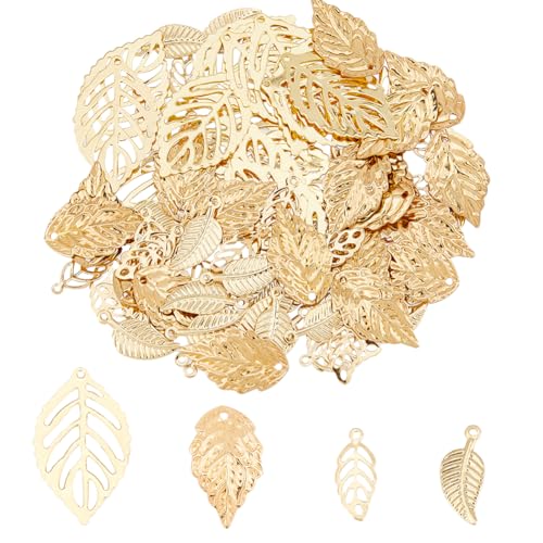 DICOSMETIC 80 Stück 4 Stile Filigrane Blätter Charme Edelstahl Blatt Charme Baumblätter Charme Goldene Blattmuster Charms Metall Hohlanhänger Für Schmuckherstellung Bohrung: 0.8-1mm DICOSMETIC 80 Stück 4 Stile Filigrane Blätter Charme Edelstahl Blatt Charme Baumblätter Charme Goldene Blattmuster Charms Metall Hohlanhänger Für Schmuckherstellung Bohrung: 0.8-1mm von DICOSMETIC