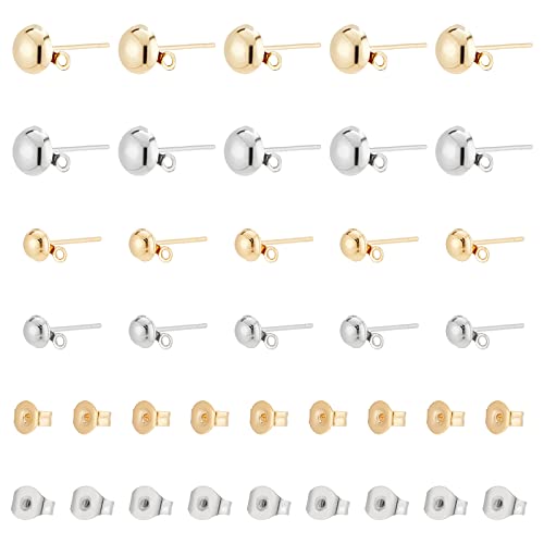 DICOSMETIC 80 Stück 4 Stile Halbkugel Ohrringe Runde Ohrstecker Ohrstecker Baumelnde Ohrringherstellung Ohrstecker Mit Loch Mit 160 Stück Schmetterlingsohrrücken Für Die Herstellung von Ohrringen DICOSMETIC 80 Stück 4 Stile Halbkugel Ohrringe Runde Ohrstecker Ohrstecker Baumelnde Ohrringherstellung Ohrstecker Mit Loch Mit 160 Stück Schmetterlingsohrrücken Für Die Herstellung von Ohrringen von DICOSMETIC