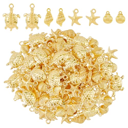 DICOSMETIC 80 Stück 4 Styles Ocean Themen Anhänger Golden Beach Animal Charms Legierung Sommer Anhänger Seesternen Schildkröten Muscheln Charme Für Die Schmuckherstellung Bohrung: 1.2-2.5mm DICOSMETIC 80 Stück 4 Styles Ocean Themen Anhänger Golden Beach Animal Charms Legierung Sommer Anhänger Seesternen Schildkröten Muscheln Charme Für Die Schmuckherstellung Bohrung: 1.2-2.5mm von DICOSMETIC