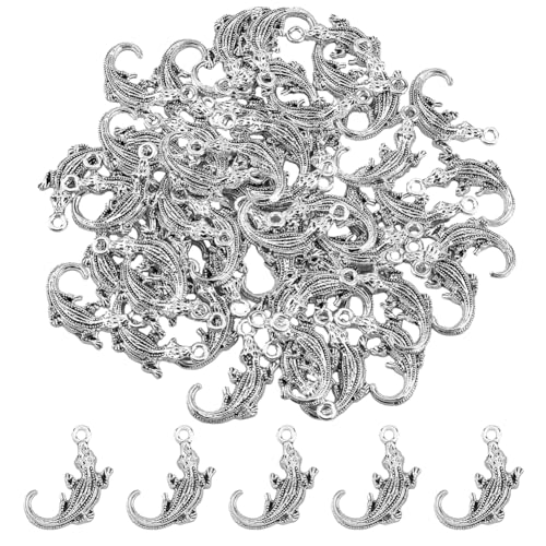 DICOSMETIC 80 Stück Legierung Tier Charms 3D Gecko Anhänger Antik Silber Reptil Charms Bulk Vintage Eidechse Anhänger Schmuckherstellung Charms Für DIY Schmuck Handwerk, Bohrung: 2mm DICOSMETIC 80 Stück Legierung Tier Charms 3D Gecko Anhänger Antik Silber Reptil Charms Bulk Vintage Eidechse Anhänger Schmuckherstellung Charms Für DIY Schmuck Handwerk, Bohrung: 2mm von DICOSMETIC