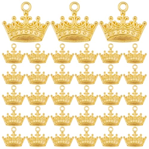 DICOSMETIC 80 Stück Vintage Krone Anhänger Kleine Krone Charms Legierung Tiara Charm 15.5x17.5x2.5mm Golden Süße Schmuckcharms Für Halskette Armband Schmuckherstellung Bohrung: 1.8mm von DICOSMETIC