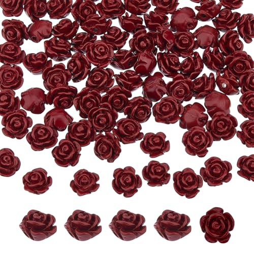 DICOSMETIC 80 Stück Zinnober Geschnitzte Rosenperlen Dunkelrote Rosenperlen Valentinsblumenperlen 10mm Rosé Charms 3D Rosenperlen Für Die Herstellung von Halsketten Armbändern Und Schmuck DICOSMETIC 80 Stück Zinnober Geschnitzte Rosenperlen Dunkelrote Rosenperlen Valentinsblumenperlen 10mm Rosé Charms 3D Rosenperlen Für Die Herstellung von Halsketten Armbändern Und Schmuck von DICOSMETIC