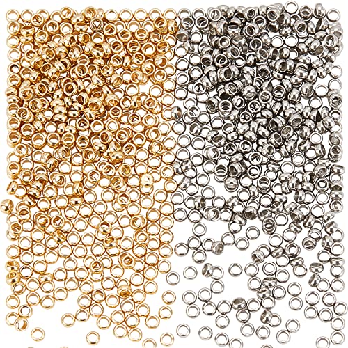 DICOSMETIC 800 Stück 1.9mm Goldene Und Edelstahlfarbige Quetschperlen Rondelle Zwischenperlen Glatte Runde Perlen Nahtlose Lose Perlen Für Die Schmuckherstellung Bohrung: 1mm DICOSMETIC 800 Stück 1.9mm Goldene Und Edelstahlfarbige Quetschperlen Rondelle Zwischenperlen Glatte Runde Perlen Nahtlose Lose Perlen Für Die Schmuckherstellung Bohrung: 1mm von DICOSMETIC