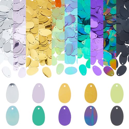 DICOSMETIC 800 Stück Pailletten Lose Pailletten Stickerei Handwerk Pailletten 10 Stile Oval Paillette Laser Paillette PVC Lose Pailletten Kleid DIY Nähzubehör, Bohrung: 1.3 mm DICOSMETIC 800 Stück Pailletten Lose Pailletten Stickerei Handwerk Pailletten 10 Stile Oval Paillette Laser Paillette PVC Lose Pailletten Kleid DIY Nähzubehör, Bohrung: 1.3 mm von DICOSMETIC