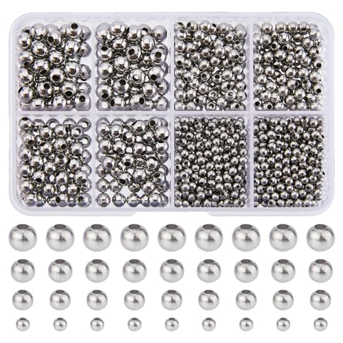 DICOSMETIC 880 Stück Runde Kugelperlen Aus Edelstahl 1/1.5/2/2.4mm Loch Winzige Runde Lose Abstandsperlen Glatte Oberfläche Perlen Für Armbänder DIY Schmuckherstellung DICOSMETIC 880 Stück Runde Kugelperlen Aus Edelstahl 1/1.5/2/2.4mm Loch Winzige Runde Lose Abstandsperlen Glatte Oberfläche Perlen Für Armbänder DIY Schmuckherstellung von DICOSMETIC