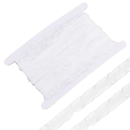 DICOSMETIC 9,1 m langes Rüschenband, Polyester, Spitzenbesatz, elastisches Stoffband, Stretch-Rüschenband, 33 mm breit, weiß, Doppel-Rüschen-Spitzenbesatz für Kleidung, Vorhang, Hochzeitsdekoration DICOSMETIC 9,1 m langes Rüschenband, Polyester, Spitzenbesatz, elastisches Stoffband, Stretch-Rüschenband, 33 mm breit, weiß, Doppel-Rüschen-Spitzenbesatz für Kleidung, Vorhang, Hochzeitsdekoration von DICOSMETIC