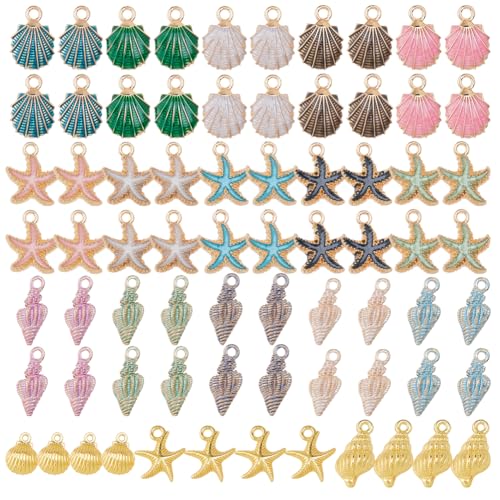 DICOSMETIC 90 Stück 18 Stile Ocean Charms Großhandel Meeres Tier Anhänger Legierung Strand Anhänger Muschel Seestern Charms Bunte Schneckenanhänger Für Halskette Armband Ohrring Schmuckherstellung DICOSMETIC 90 Stück 18 Stile Ocean Charms Großhandel Meeres Tier Anhänger Legierung Strand Anhänger Muschel Seestern Charms Bunte Schneckenanhänger Für Halskette Armband Ohrring Schmuckherstellung von DICOSMETIC