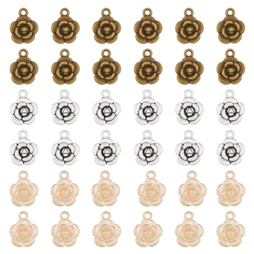 DICOSMETIC 90 Stück Rosenblüten Charms Tibetische Rosen Charms Antik Silber/Bronze/Hellgold 3D Rosen Anhänger Weihnachten Valentinstag Geschenke Für DIY Schmuckherstellung, Bohrung: 2.5mm DICOSMETIC 90 Stück Rosenblüten Charms Tibetische Rosen Charms Antik Silber/Bronze/Hellgold 3D Rosen Anhänger Weihnachten Valentinstag Geschenke Für DIY Schmuckherstellung, Bohrung: 2.5mm von DICOSMETIC