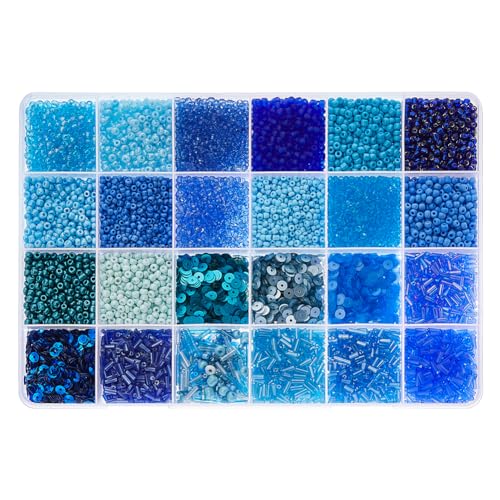 DICOSMETIC Ca. 20450 Stück Blaue Rocailles-Perlen Schmuckherstellungs-Set Kleine Pony-Perlen Kunststoff-Glas-Rocailles-Perlen Für Die DIY-Schmuckherstellung, Bohrung: 0.7-1 mm DICOSMETIC Ca. 20450 Stück Blaue Rocailles-Perlen Schmuckherstellungs-Set Kleine Pony-Perlen Kunststoff-Glas-Rocailles-Perlen Für Die DIY-Schmuckherstellung, Bohrung: 0.7-1 mm von DICOSMETIC