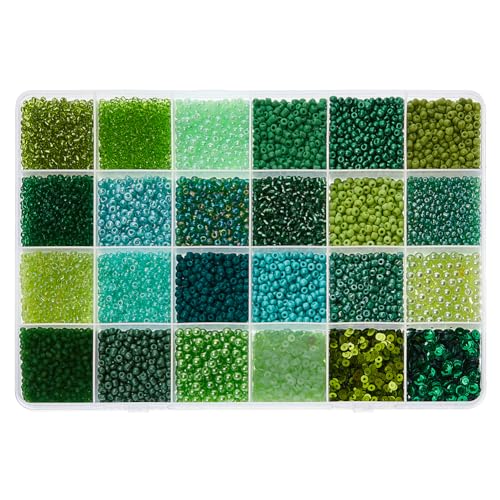 DICOSMETIC Ca. 26970 Stück Grüne Rocailles-Perlen Mini-Abstandshalterperlen Aus Glas Kunststoff-Rocailles-Perlen Runde Pony-Perlen Zur Schmuckherstellung St. Patricks Tag, Bohrung: 0.8-1.4 mm DICOSMETIC Ca. 26970 Stück Grüne Rocailles-Perlen Mini-Abstandshalterperlen Aus Glas Kunststoff-Rocailles-Perlen Runde Pony-Perlen Zur Schmuckherstellung St. Patricks Tag, Bohrung: 0.8-1.4 mm von DICOSMETIC