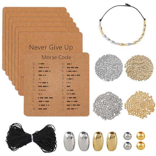 DICOSMETIC DIY Morsecode-Armband-Perlen-Set, verstellbare Flechtarmbänder und Halsketten, inklusive 1200 Stück, 2 Stile, Kunststoffperlen, 10 m gewachste Schnüre, 18 Armband-Display-Karten DICOSMETIC DIY Morsecode-Armband-Perlen-Set, verstellbare Flechtarmbänder und Halsketten, inklusive 1200 Stück, 2 Stile, Kunststoffperlen, 10 m gewachste Schnüre, 18 Armband-Display-Karten von DICOSMETIC