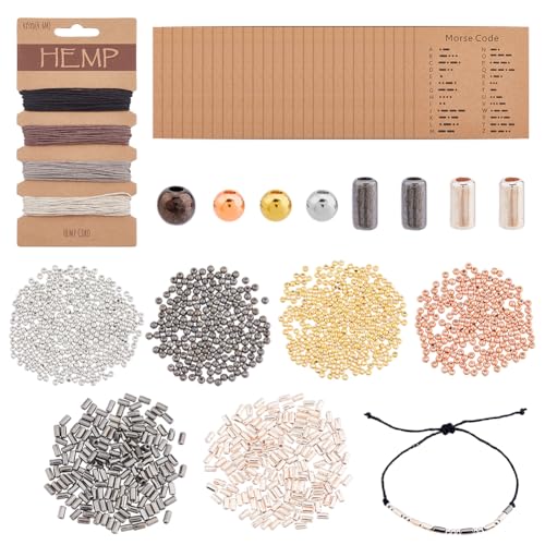 DICOSMETIC DIY Morsecode Armband Perlen Set 6 Stile 1800 Stück Plastikperlen In 4 Farben 20 Meter Juteschnur Code Entschlüsselungskarte Geflochtene Armbänder Halsketten Set DICOSMETIC DIY Morsecode Armband Perlen Set 6 Stile 1800 Stück Plastikperlen In 4 Farben 20 Meter Juteschnur Code Entschlüsselungskarte Geflochtene Armbänder Halsketten Set von DICOSMETIC
