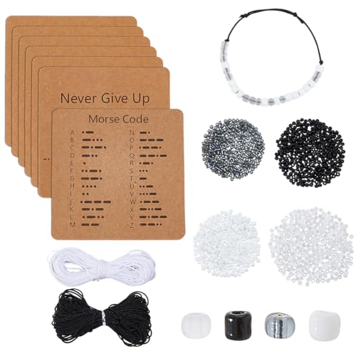 DICOSMETIC DIY Morsecode Armband Perlen Set Inklusive 1200 Stück 4 Stilen 4mm Glasperlen In Großpackung 20 Meter Nylonfaden In 2 Farben 18 Stück Armband Display Karten Verstellbares Flechtarmband Set DICOSMETIC DIY Morsecode Armband Perlen Set Inklusive 1200 Stück 4 Stilen 4mm Glasperlen In Großpackung 20 Meter Nylonfaden In 2 Farben 18 Stück Armband Display Karten Verstellbares Flechtarmband Set von DICOSMETIC