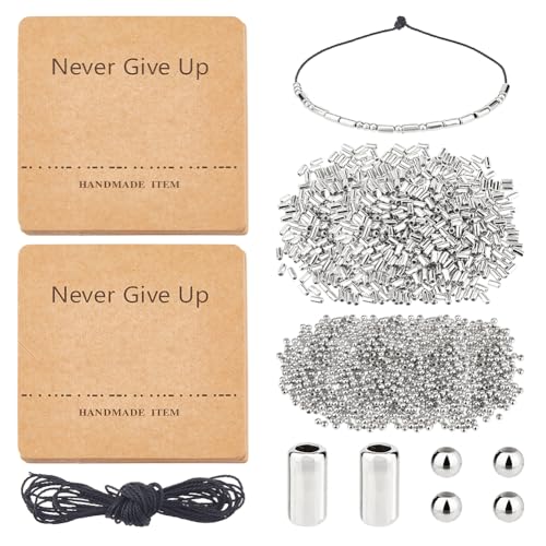 DICOSMETIC DIY Morsecode Armband Perlen Set Inklusive 2000 Stück 2 Stile Platin Plastikperlen 4.36 Yards Gewachster Baumwollkordel Und 14 Stück Armband Display Karten DICOSMETIC DIY Morsecode Armband Perlen Set Inklusive 2000 Stück 2 Stile Platin Plastikperlen 4.36 Yards Gewachster Baumwollkordel Und 14 Stück Armband Display Karten von DICOSMETIC